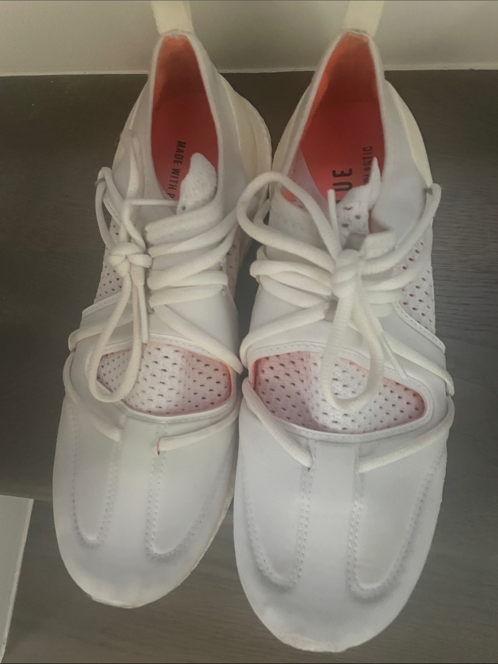 Stella McCartney White Lace-Up Womenβs Sneaker with Pink Insole